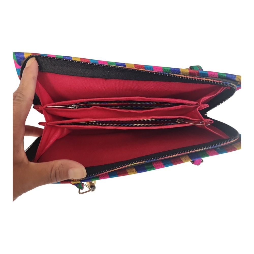 Boho Embroidered  Clutch Bag Colorful Ethnic Handmade - Picture 5 of 5